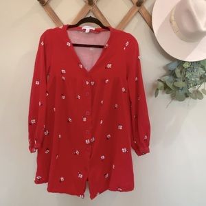Red Tunic Top with Floral